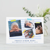 フォトコラージュ和紙テープ生まれたばかりの男の赤ちゃん誕生 案内状 (スタンド正面)