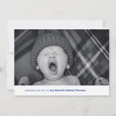 フォトコラージュ和紙テープ生まれたばかりの男の赤ちゃん誕生 案内状 (裏面)