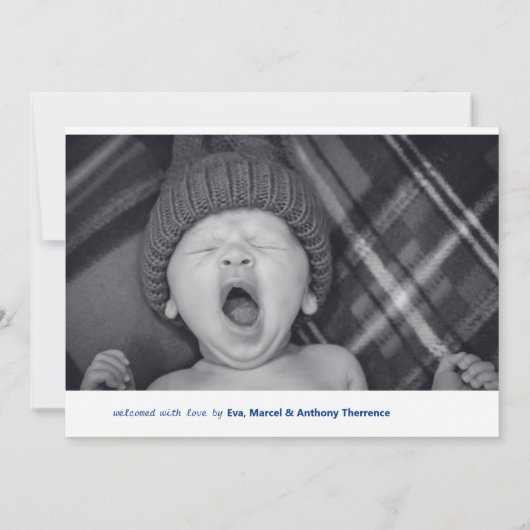 フォトコラージュ和紙テープ生まれたばかりの男の赤ちゃん誕生 案内状 (裏面)