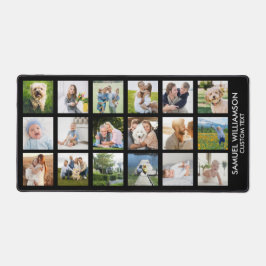 フォトコラージュ多くの写真カスタム文字ブラック デスクマット