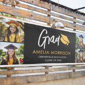 フォトコラージュ大学院金ゴールドブラック卒業 横断幕