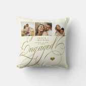 フォトコラージュ婚約したカップルパーソナライズされた クッション (正面)