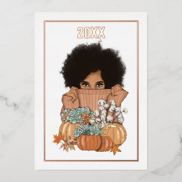 フォトコラージュ季節秋 – 秋 箔シーズンカード