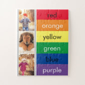 フォトコラージュ学レインボーカラーパーソナライズされた ジグソーパズル (縦)