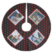 フォトコラージュ家族のパーソナライズされたクリスマスハート ブラッシュドポリエステルツリースカート (正面)