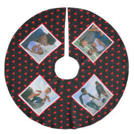 フォトコラージュ家族のパーソナライズされたクリスマスハート ブラッシュドポリエステルツリースカート