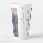 フォトコラージュ家族の写真テンプレート書道 カフェラテマグ (正面)