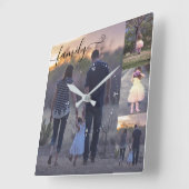 フォトコラージュ家族の写真テンプレート書道 スクエア壁時計 (傾斜)