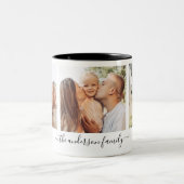 フォトコラージュ家族の写真3枚 ツートーンマグカップ (中央)