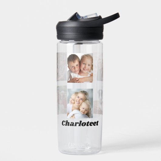 フォトコラージュ家族の友だち名 ウォーターボトル (左面)