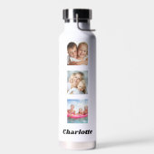 フォトコラージュ家族の友人の名前（白） ウォーターボトル (左面)