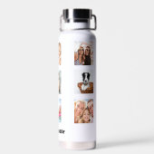 フォトコラージュ家族の友人の名前（白） ウォーターボトル (背面)