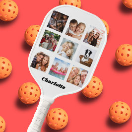 フォトコラージュ家族の友人の名前（白） ピックルボールラケット