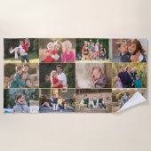 フォトコラージュ家族の子供を12人作成モノグラムの ビーチタオル (正面)