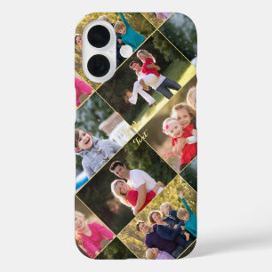 フォトコラージュ家族の子供を5人作成モノグラムの iPhone 16ケース