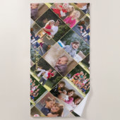 フォトコラージュ家族の子供を9人作成モノグラムの ビーチタオル (正面)