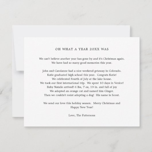 フォトコラージュ家族の年のレビューのクリスマス シーズンカード (裏面)