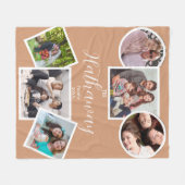 フォトコラージュ家族の思い出ボホモダンスタイリッシュ フリースブランケット (正面(横))