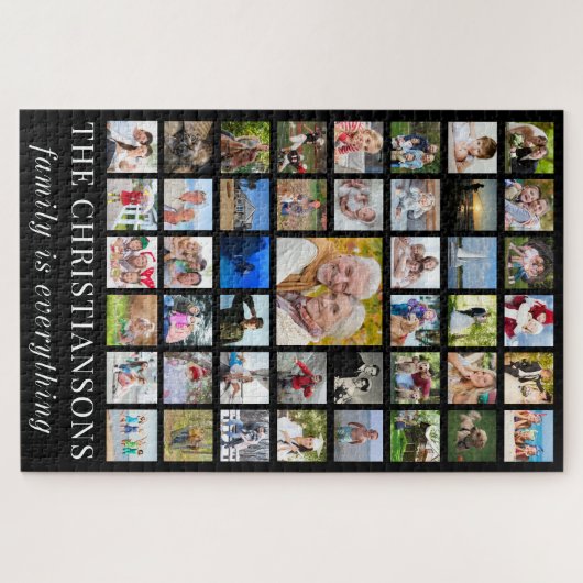 フォトコラージュ家族は全て黒 ジグソーパズル (横)