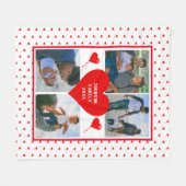 フォトコラージュ家族パーソナライズされたバレンタインハート フリースブランケット (正面(横))