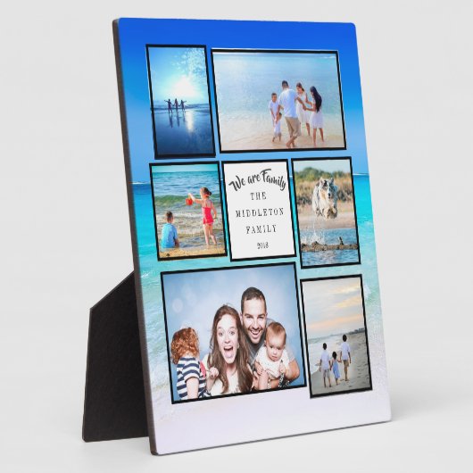 フォトコラージュ家族ビーチサイド私たちは家族 フォトプラーク (側面)