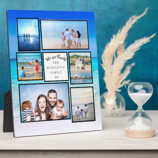 フォトコラージュ家族ビーチサイド私たちは家族 フォトプラーク (側面)
