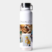 フォトコラージュ家族ペットギフトモノグラム ウォーターボトル (背面)
