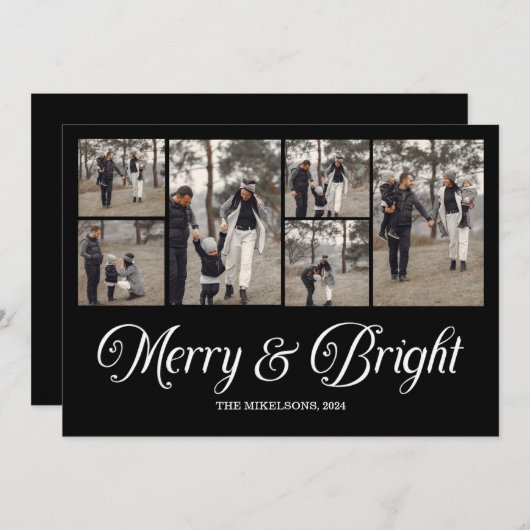 フォトコラージュ家族メリーと明るいクリスマス シーズンカード (正面/裏面)