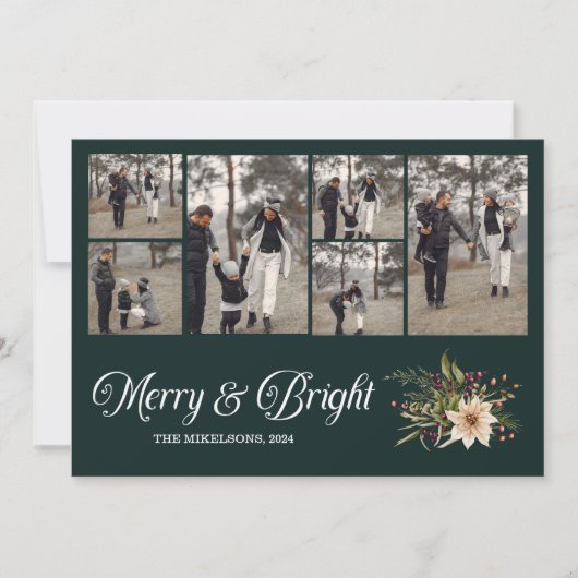 フォトコラージュ家族メリーと明るいクリスマス シーズンカード (正面)