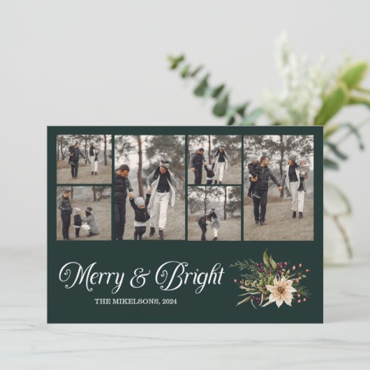 フォトコラージュ家族メリーと明るいクリスマス シーズンカード (スタンド正面)