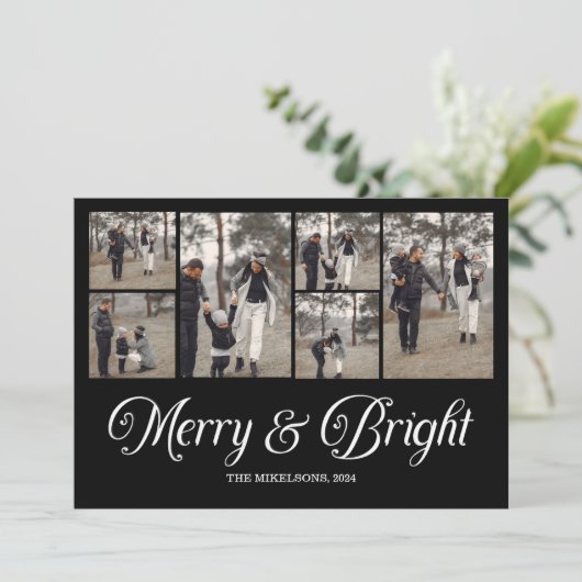 フォトコラージュ家族メリーと明るいクリスマス シーズンカード (スタンド正面)
