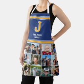 フォトコラージュ家族モノグラムの海軍金ゴールド エプロン (インサイチュ)