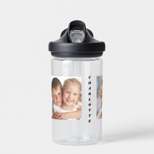 フォトコラージュ家族最高のの友だち名の子供 ウォーターボトル (正面)
