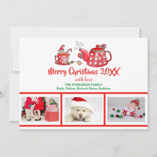 フォトコラージュ小妖精や小人ティークリスマスウォーターカラー シーズンカード (正面)