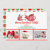 フォトコラージュ小妖精や小人ティークリスマスウォーターカラー シーズンカード (正面/裏面)