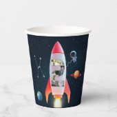 フォトコラージュ巨額2 | 宇宙ロケット第2の誕生日 紙コップ (正面)