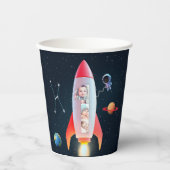 フォトコラージュ巨額 | 第1誕生日宇宙ロケット 紙コップ (正面)