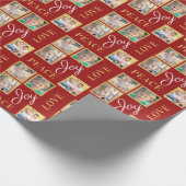 フォトコラージュ平和ラブジョーグリーンクリスマス ラッピングペーパー (角)