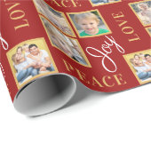 フォトコラージュ平和ラブジョーグリーンクリスマス ラッピングペーパー (ロールコーナー)