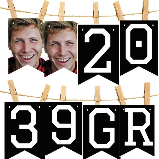 フォトコラージュ年大学院ブラックパーティーバナー バンティングフラッグ