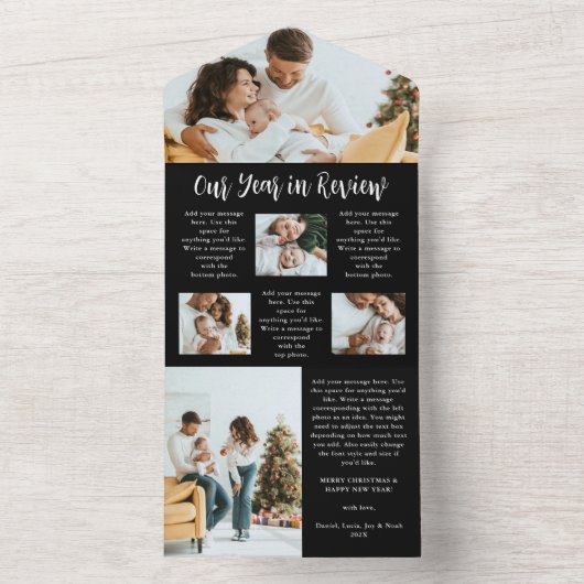 フォトコラージュ年末年始ホリデーカード オールインワン招待状 (内側)