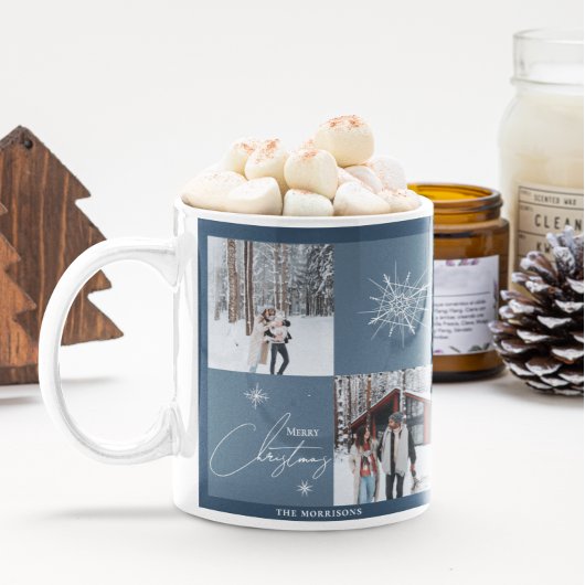 フォトコラージュ幾何雪 |クリスマス コーヒーマグカップ