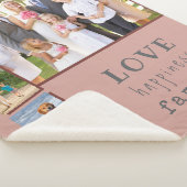 フォトコラージュ愛ハピネス家族ピンクマルーン シェルパブランケット (3/4)