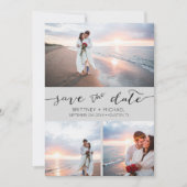 フォトコラージュ手書きグレー日付を保存 案内状 (正面)