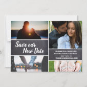 フォトコラージュ救ニューの新しい日結婚付 マグネット招待状 (正面)