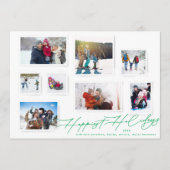 フォトコラージュ数々のクリスマスグリーンハッエレガントピー シーズンカード (正面)