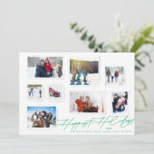 フォトコラージュ数々のクリスマスグリーンハッエレガントピー シーズンカード (スタンド正面)