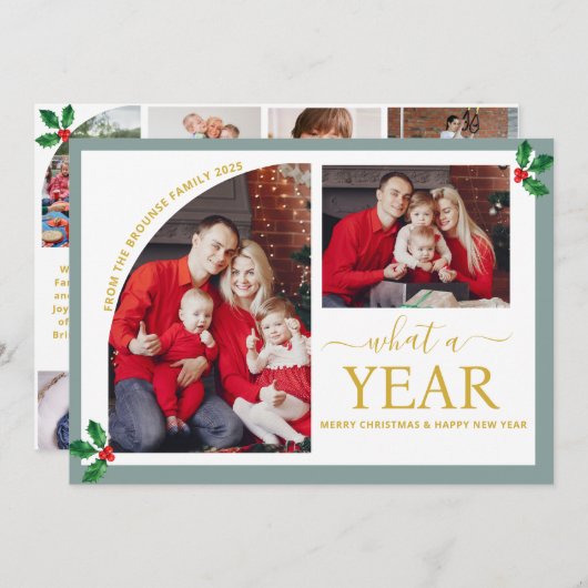 フォトコラージュ数々のクリスマス金ゴールド カード (正面/裏面)