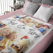 フォトコラージュ数々のハグ&キスファミリー フリースブランケット