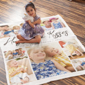 フォトコラージュ数々のハグ&キスファミリー フリースブランケット